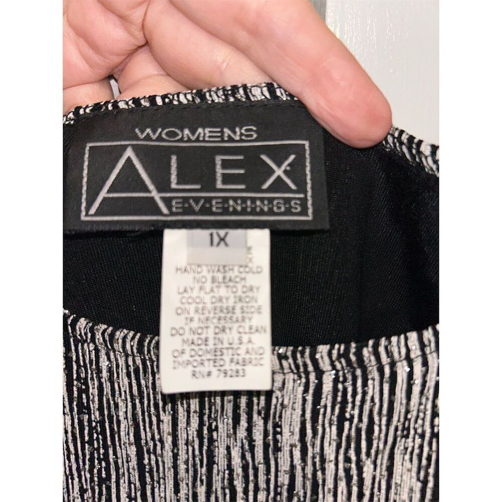 Alex Evenings Women's Sleeveless Glitter Tank Top Black 1X Party - Picture 3 of 4